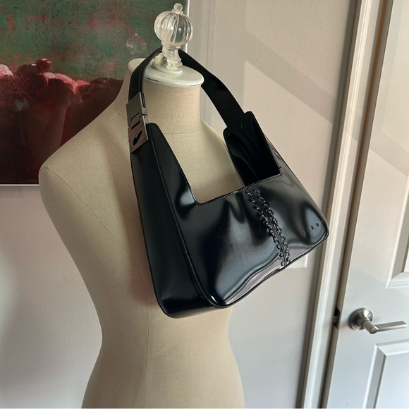 Vintage Y2K Guess Patent Leather Corset Shoulder Bag Black - Picture 3 of 7